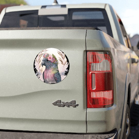 Watercolor Pionus Parrot Bird Flower Crown Pet Bir Car Magnets
