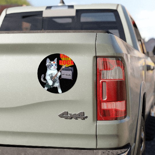 cats rock guitar logo Car Magnets