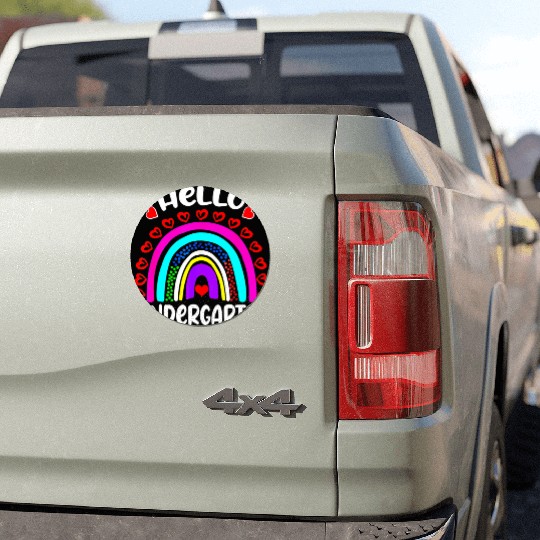 Hello Kindergarten Rainbow Heart Back To School Car Magnets