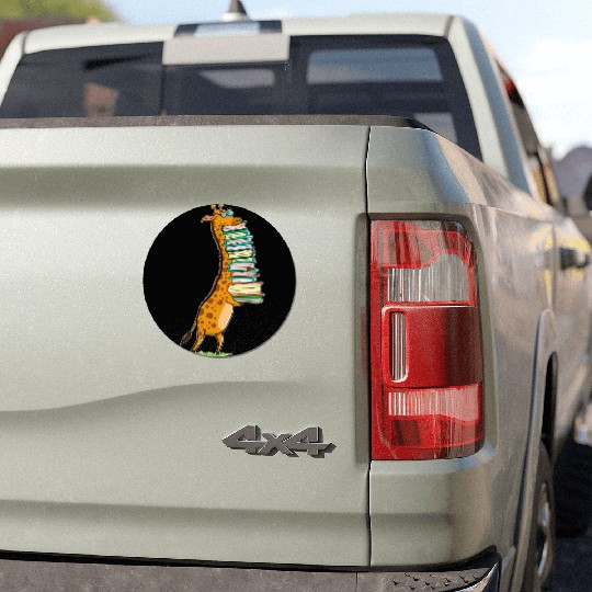 Book Reading Giraffe I Love My Library Car Magnets