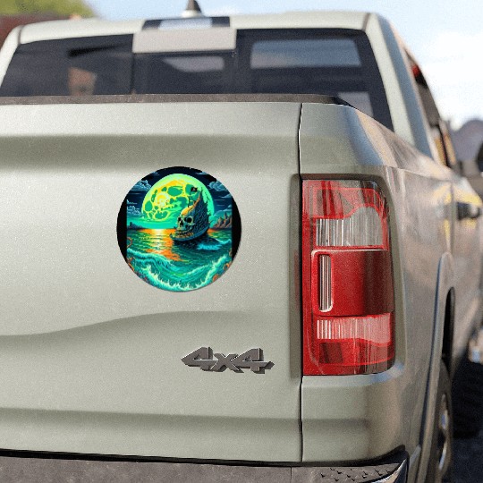 Pirate Ship With A Skull At Full Moon Car Magnets