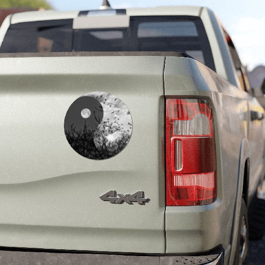 Yin and Yang of Moon and Sun in Black and White Car Magnets