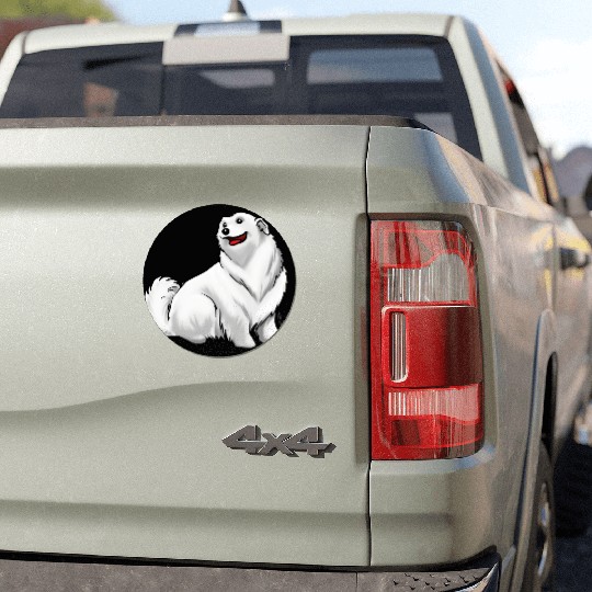 Dog Great Pyrenees White Car Magnets