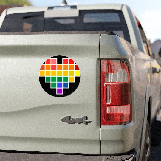 Rainbow Pixel heart Car Magnets