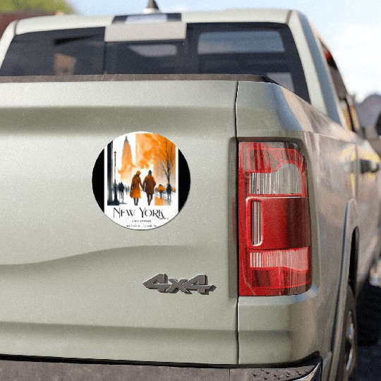 Watercolor painting loving couple in New York City Car Magnets