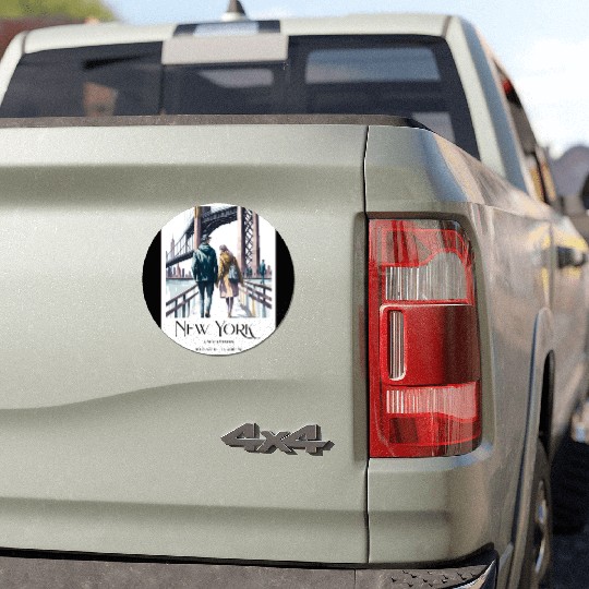 Watercolor painting loving couple in New York City Car Magnets