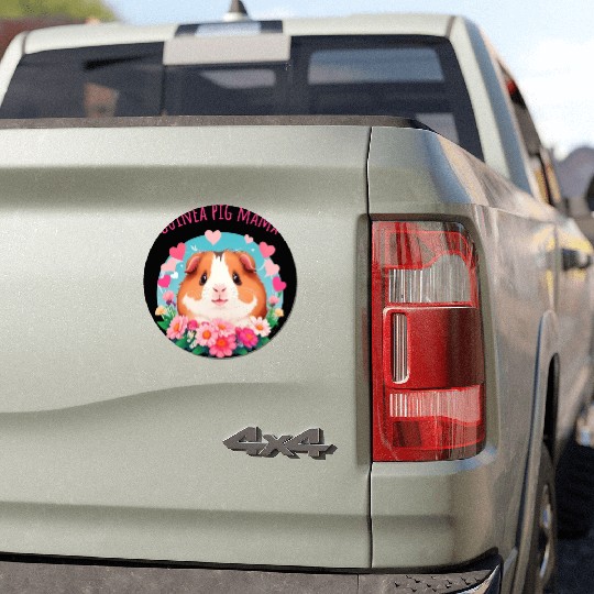Guinea pig Mama Flowers and Hearts Car Magnets