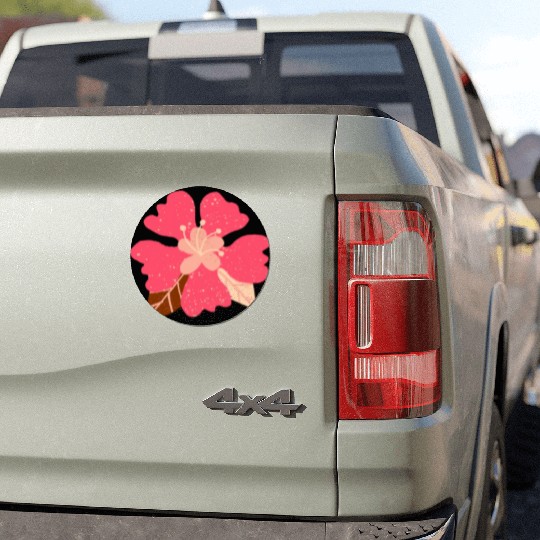 Hot Pink Hibiscus Flower Car Magnets