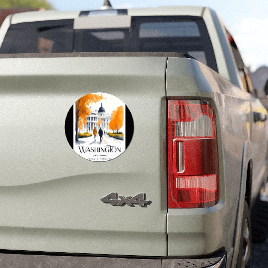 Watercolor painting loving couple in Washington DC Car Magnets