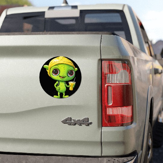 Refreshing Alien Lemonade: Green & Yellow Blend Car Magnets