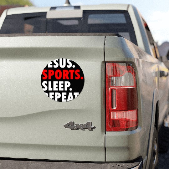 Jesus Sports Sleep Repeat - Novelty Hobby Car Magnets
