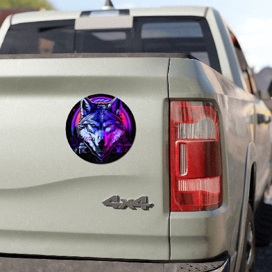 Retro Rhythm Wolf Car Magnets
