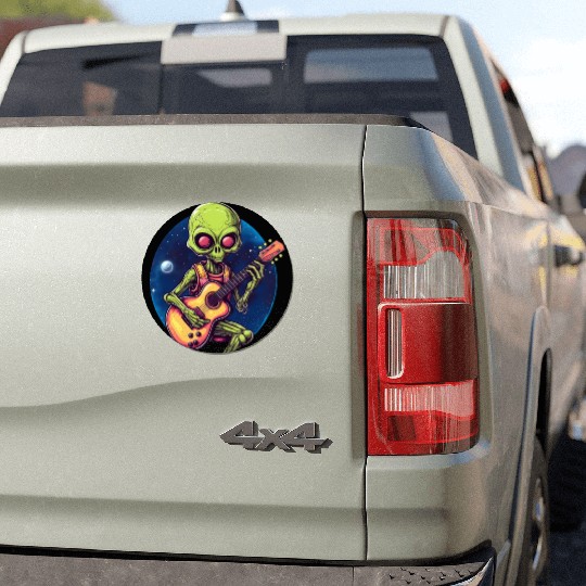 Green alien guitarist Car Magnets