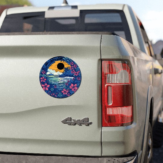 Flower Blossoms By Ocean Surfing Car Magnets