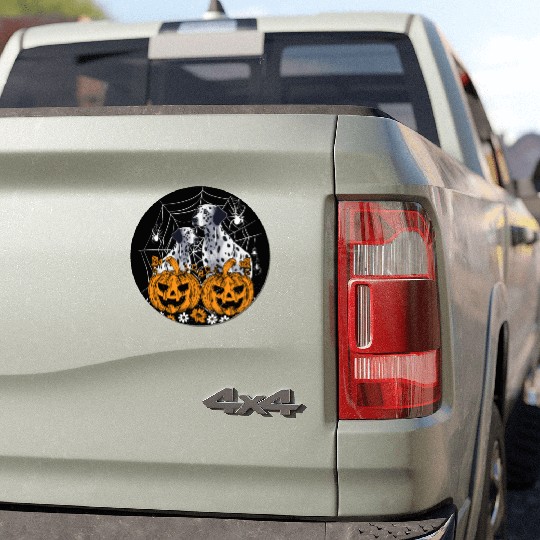 Pumpkin Dalmatian costume on Dalmatian Halloween Car Magnets