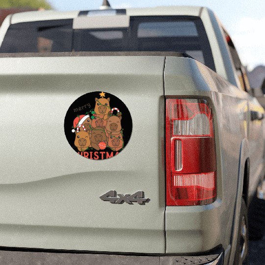 Capybara Christmas Tree Merry Christmas Car Magnets