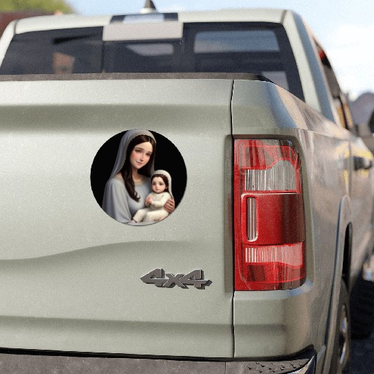 Smiling Mother Mary with Baby Jesus Car Magnets