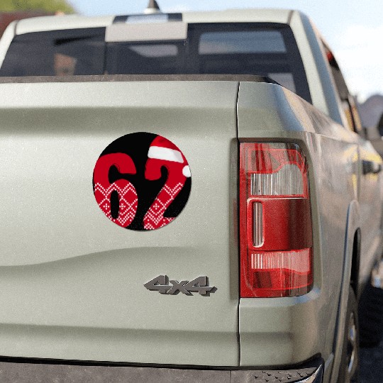62 Red and White Christmas Number Sixty Two Car Magnets