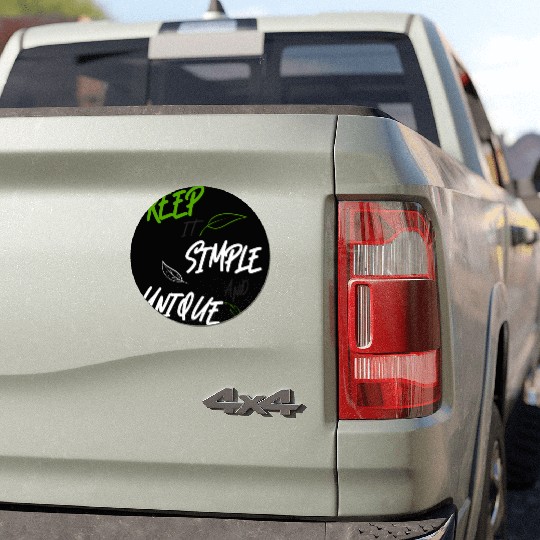 KEEP IT SIMPLE AND UNIQUE-WHITE GREEN LETTERING Car Magnets