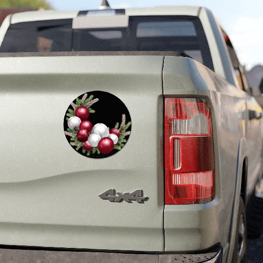 Cranberry and White Christmas Greenery Decor Car Magnets