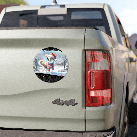 Chihuahua In a Winter Wonderland Car Magnets