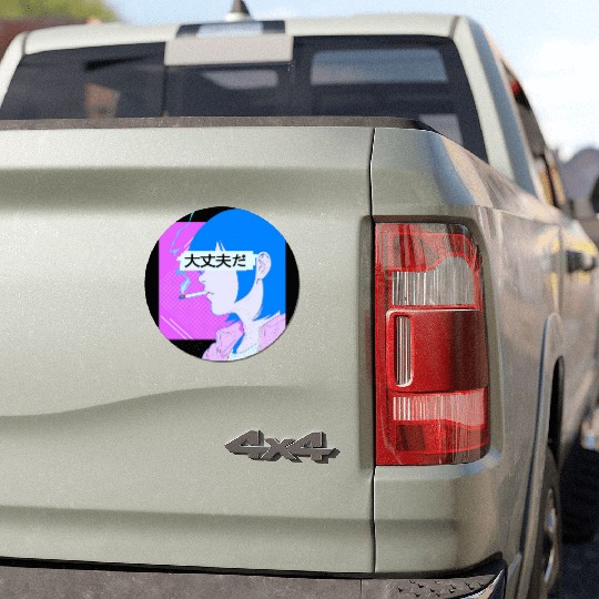 90's Sad Anime Girl Smoking Retro Lofi Japanese Ae Car Magnets