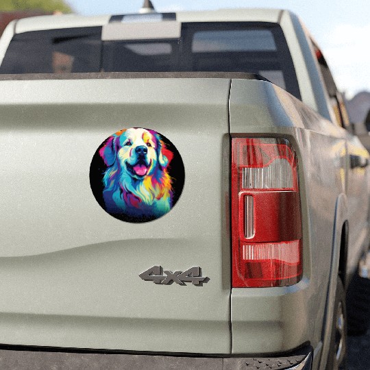 Watercolor Colorful Great Pyrenees Car Magnets