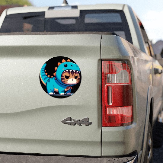 Grumpy Cat in Velociraptor Costume Car Magnets