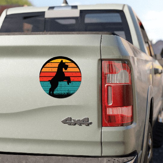 Schnauzer Dog Sunset Car Magnets