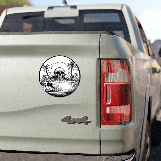 Surfing Surfer Sunset Skull Nature Car Magnets