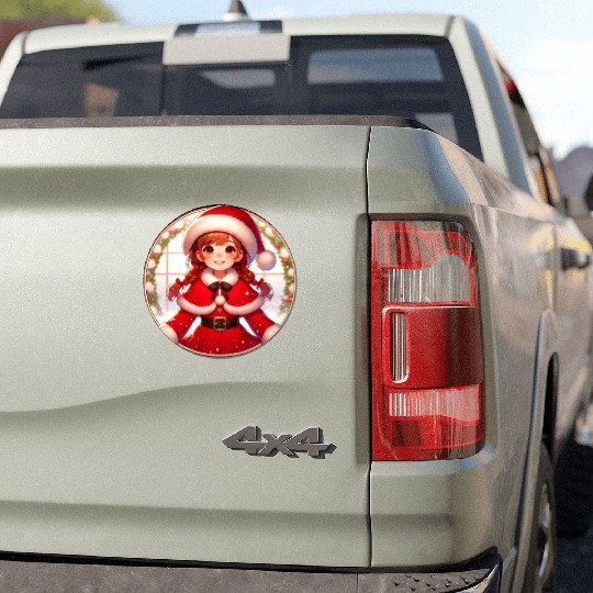 Santa Claus Girl Illustration Funny Christmas Car Magnets