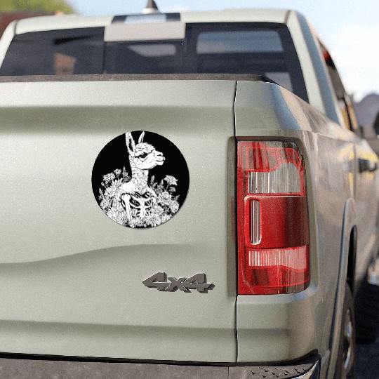 Alpaca Alpaka Floral Skeleton Flower Animal Car Magnets