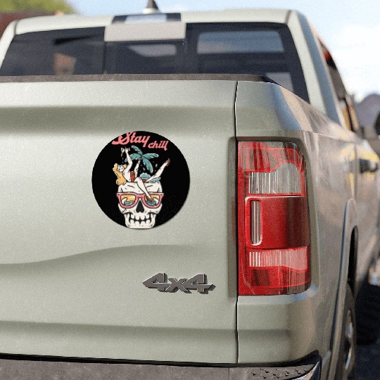 Stay Chill Tropical Skull Car Magnets