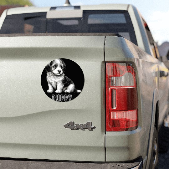 Fluffy Terrier Puppy Car Magnets