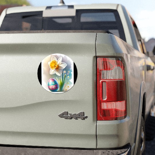 A Beautiful Daffodil With an Easter Egg Car Magnets