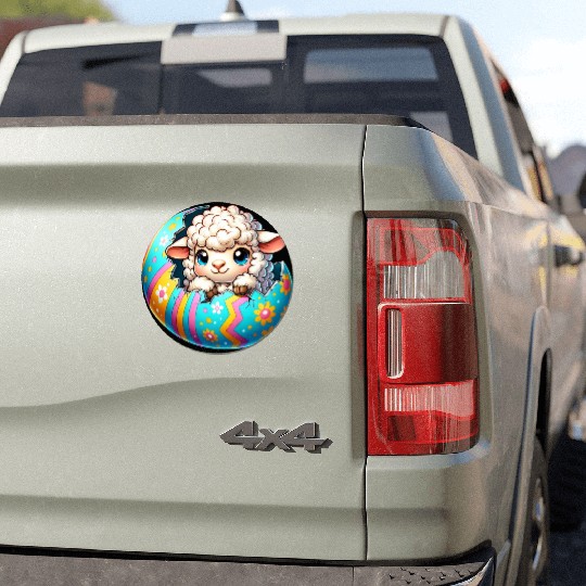 Colorful Lamb Hatching from Easter Egg Cartoon Car Magnets