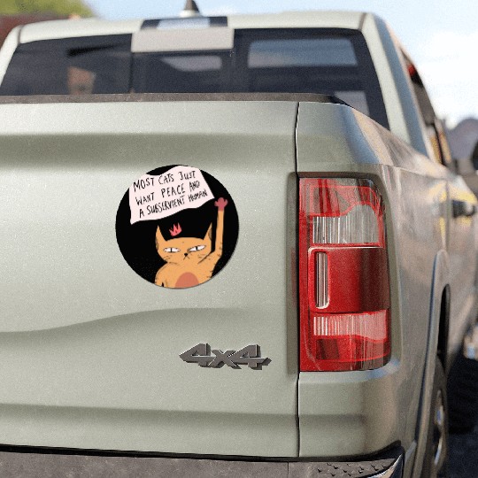 Most cats just want peace and a subservient human. Car Magnets