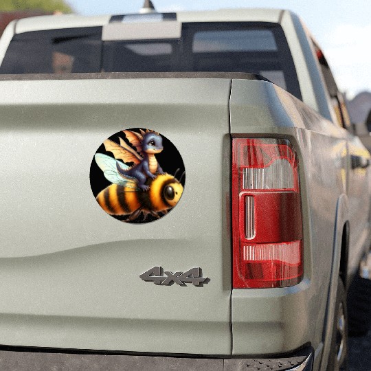 Fun Baby Dragon Riding a Bumble Bee Car Magnets