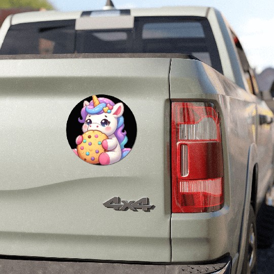 Unicorn Enjoying a Cookie Car Magnets