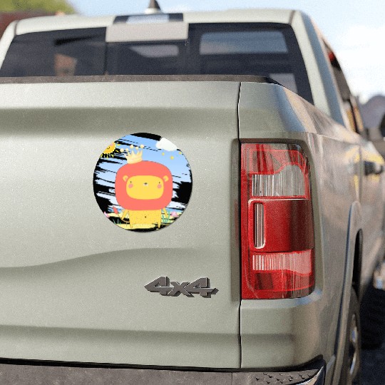 Kawaii Lion King Using Crown Adorable Cartoon Car Magnets