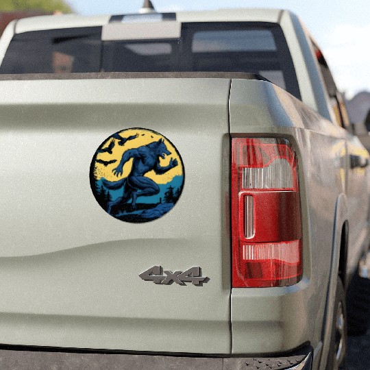 Running Werewolf with Crows Car Magnets