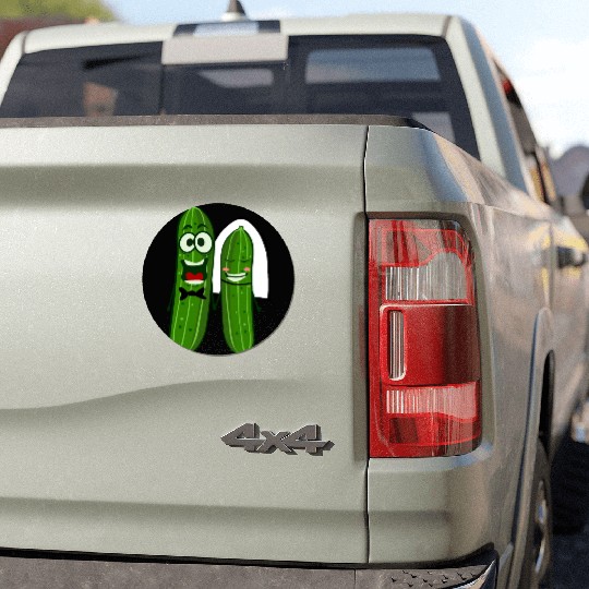 Cucumber Bride Groom Wedding Car Magnets