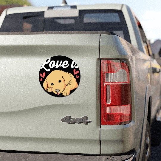Dog Lover Pet Puppy I Love My Golden Retriever Car Magnets