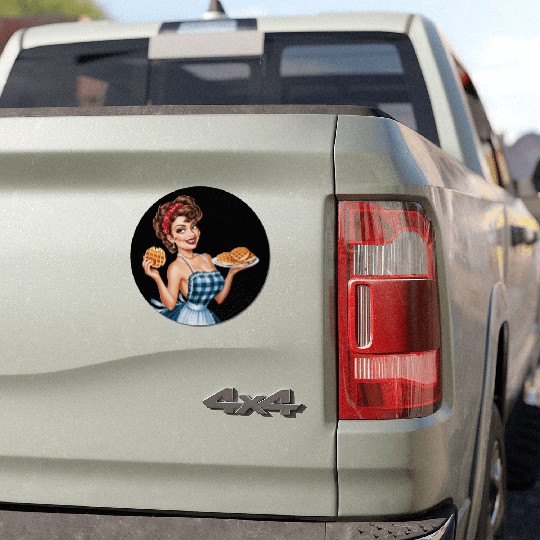 Waffle Delight: Retro Housewife Humor Car Magnets