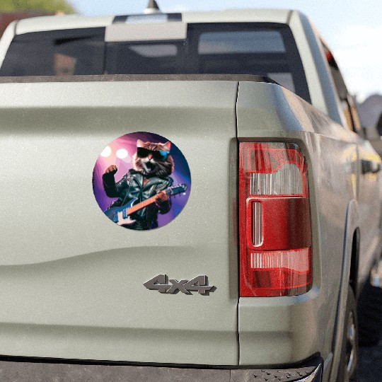 Funny Cat Plays Guitar Instruments Cute Concert Car Magnets
