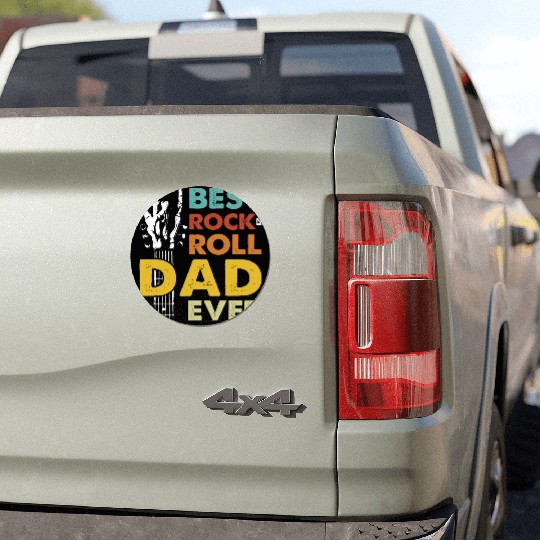 Best Dad Ever w/ Guitar, Rock Music & Skull Theme Car Magnets