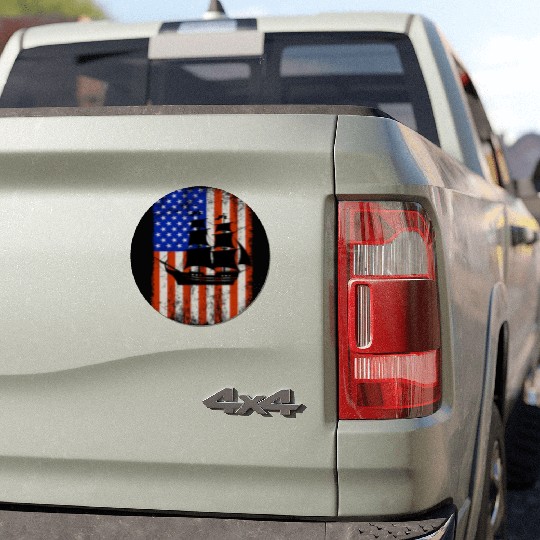 Stars, Stripes & Pirate Ship American Flag Car Magnets