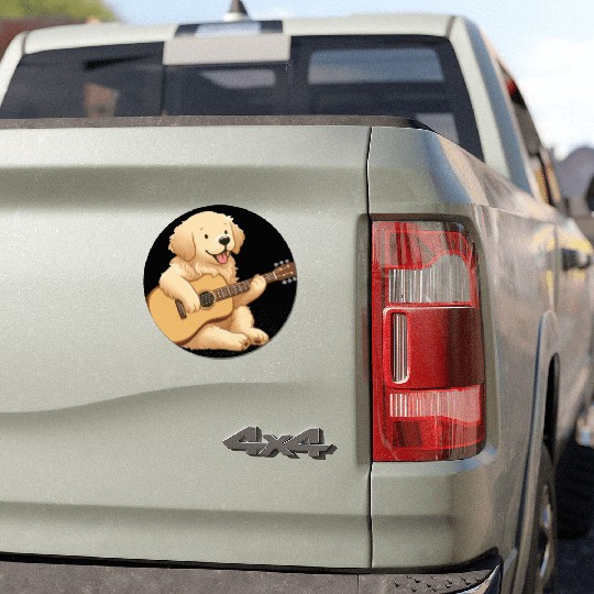 Golden Retriever playing guitar Car Magnets