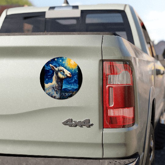Goat Farm Animal Farmer Starry Night Painting Car Magnets