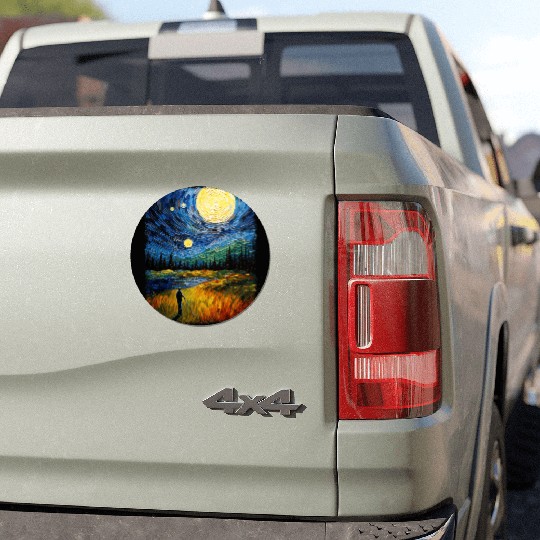 Golf Player Golfer Golfing Starry Night Painting Car Magnets
